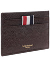 Stripe Note Compartment Pebble Grain Leather Card Wallet Dark Brown - THOM BROWNE - BALAAN 4