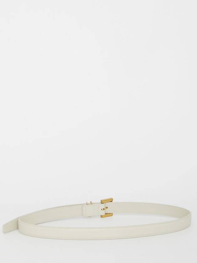 Monogram Square Leather Belt White - SAINT LAURENT - BALAAN 3