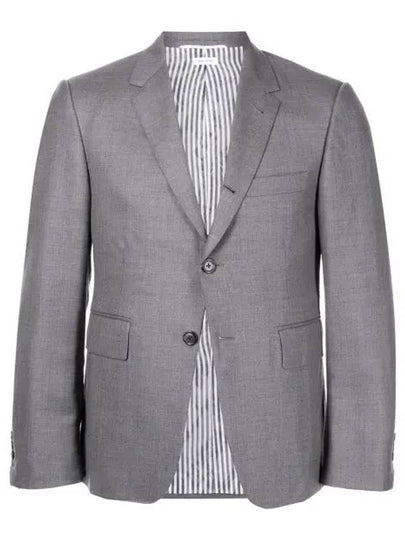 Super 120S Wool Twill Single Breasted Classic Jacket Grey - THOM BROWNE - BALAAN 2