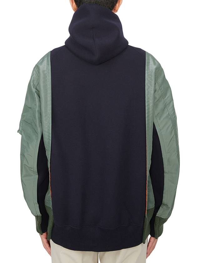 Sweat Zip-Up Hoodie Navy Khaki - SACAI - BALAAN 7