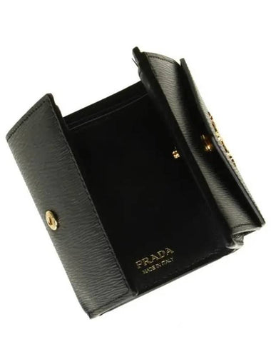 Vitello Move Logo 3-fold Bifold Wallet Black - PRADA - BALAAN 7