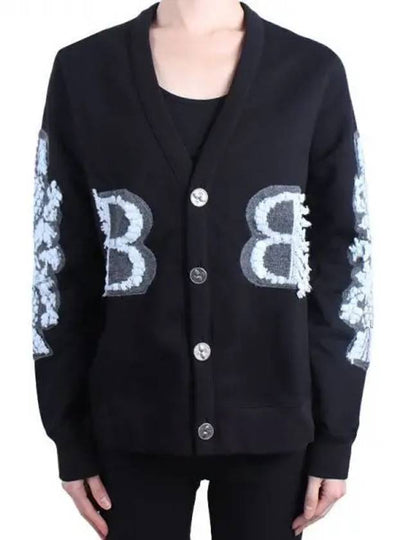 Women's Cashmere B Logo Cardigan Black - BARRIE - BALAAN 2