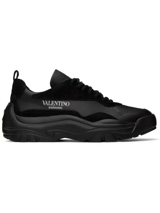 Gum Boy Leather Suede Low Top Sneakers Black - VALENTINO - BALAAN 2