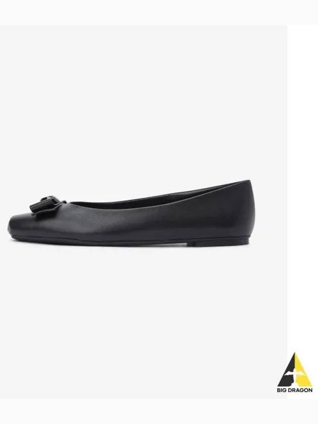 Vara Bow Metallic Leather Flats Black - SALVATORE FERRAGAMO - BALAAN 2