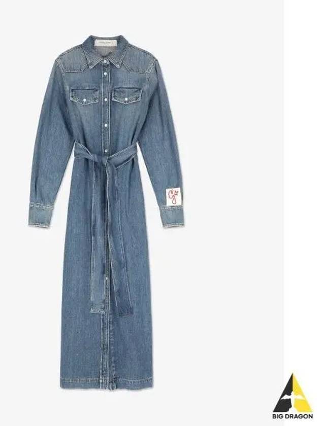 Women's Denim Shirt Long Dress Blue - GOLDEN GOOSE - BALAAN 2