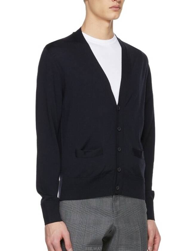 V-Neck Wool Cardigan Navy - TOM FORD - BALAAN 3