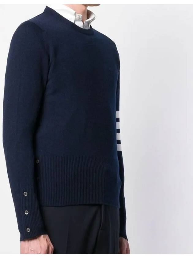 Diagonal Classic Cashmere Knit Top Navy - THOM BROWNE - BALAAN 3