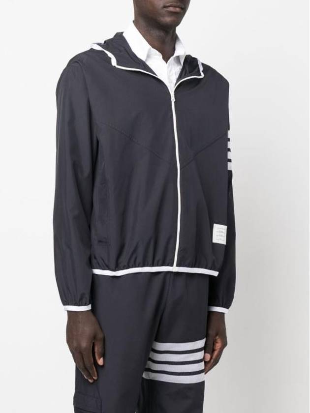 Military Ripstop Mesh 4-Bar Packable Hooded Jacket Navy - THOM BROWNE - BALAAN 4