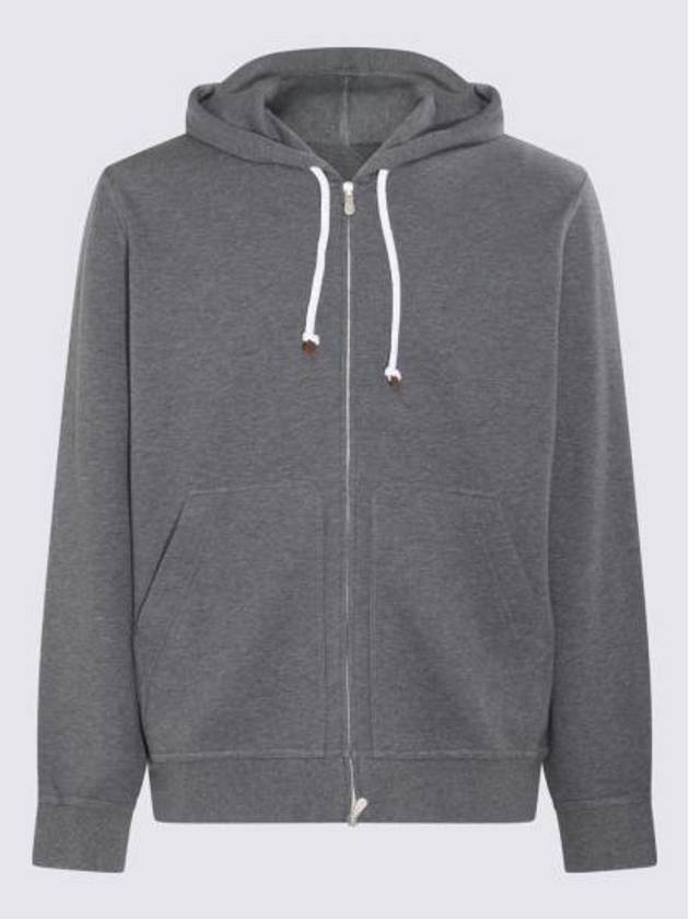 Tech Cotton Zip-Up Hoodie Dark Grey - BRUNELLO CUCINELLI - BALAAN 5