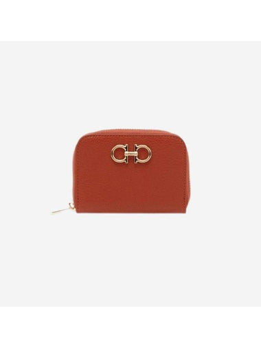 Women's Gancini Logo Zipper Card Wallet Terracotta - SALVATORE FERRAGAMO - BALAAN 1