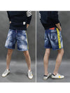 Men's Neon Logo Patch Denim Shorts Blue - DSQUARED2 - BALAAN 5