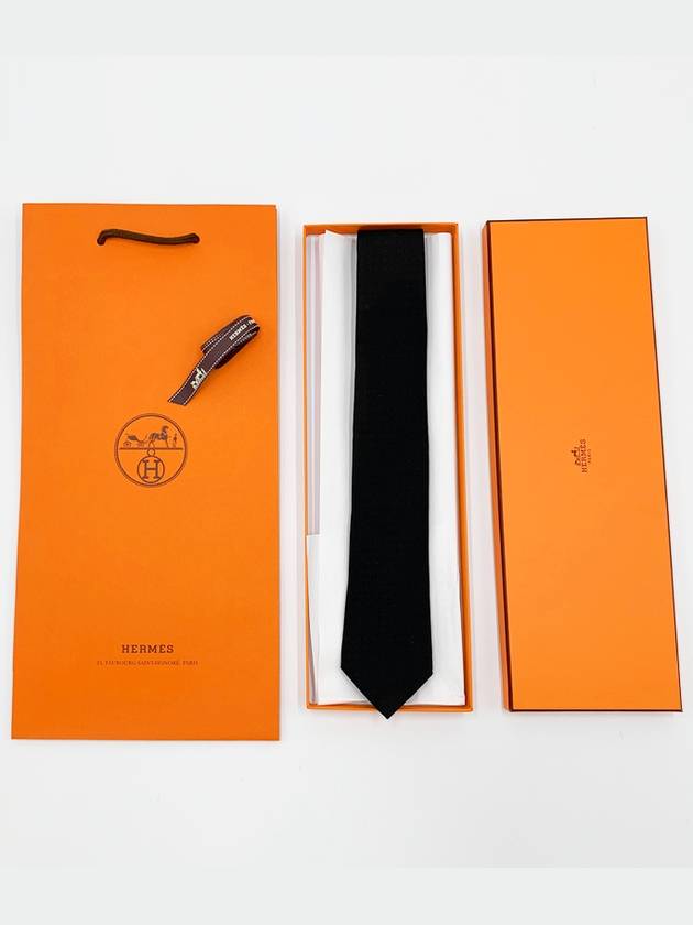 Faconnee H Tie Black - HERMES - BALAAN 7