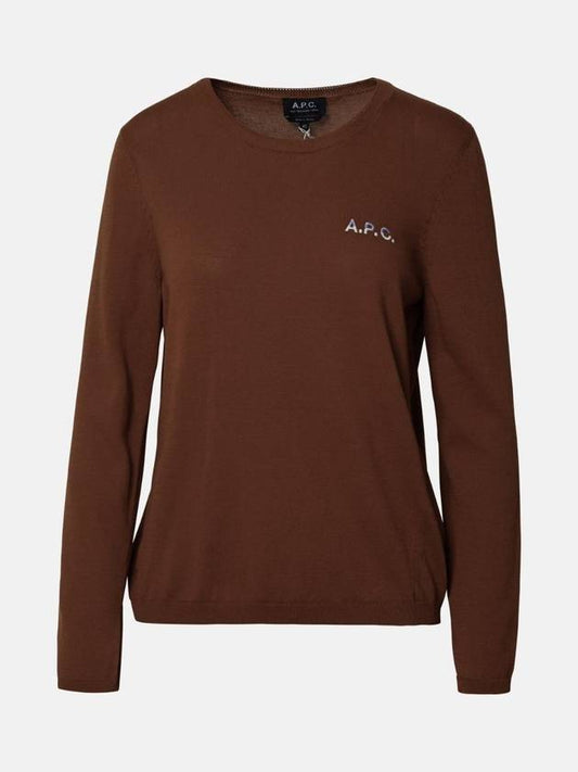 Embroidered Logo Knit Top Brown - A.P.C. - BALAAN 1