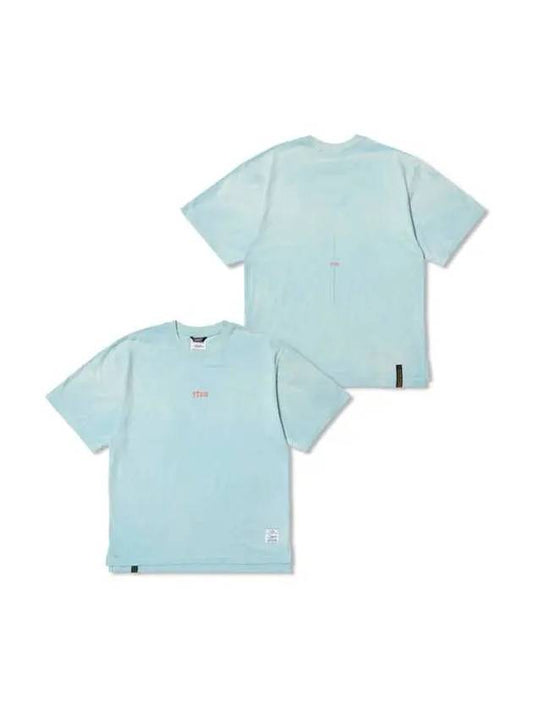 STGM Logo Vintage Like Washed Oversized Short Sleeves T Shirts Sky Blue Light - STIGMA - BALAAN 1