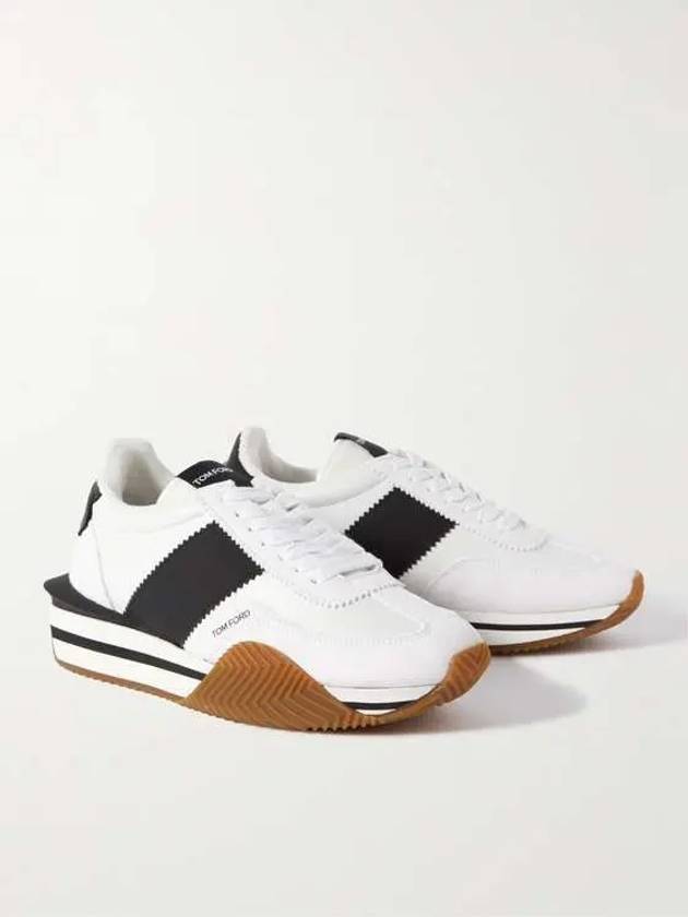 James James rubbertrimmed leather suede sneakers - TOM FORD - BALAAN 4