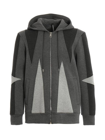 Men's Neoprene Zip-Up Hoodie Grey - NEIL BARRETT - BALAAN 1