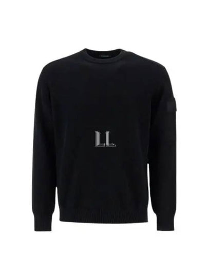 Merino Wool Crew Neck Knit Top Black - CP COMPANY - BALAAN 2