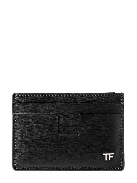 Gold TF Logo Card Wallet Black - TOM FORD - BALAAN.