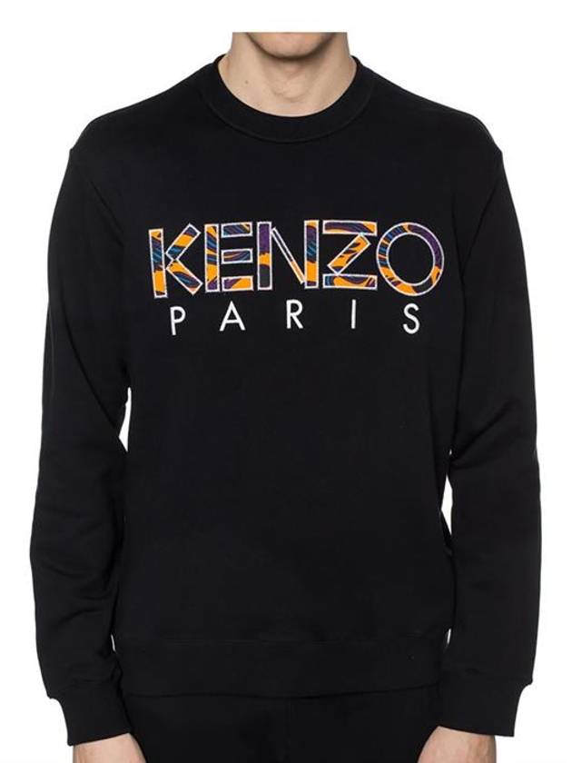 Men's Logo Print Sweatshirt Black - KENZO - BALAAN.