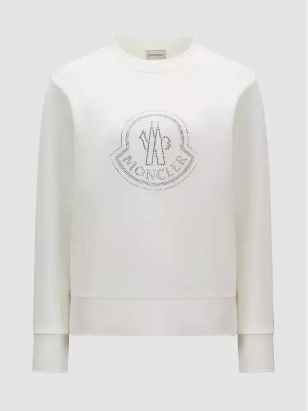 Crystal Logo Cotton Sweatshirt Off White - MONCLER - BALAAN 7