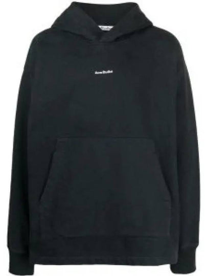 Logo Print Oversized Fit Hoodie Black - ACNE STUDIOS - BALAAN 2