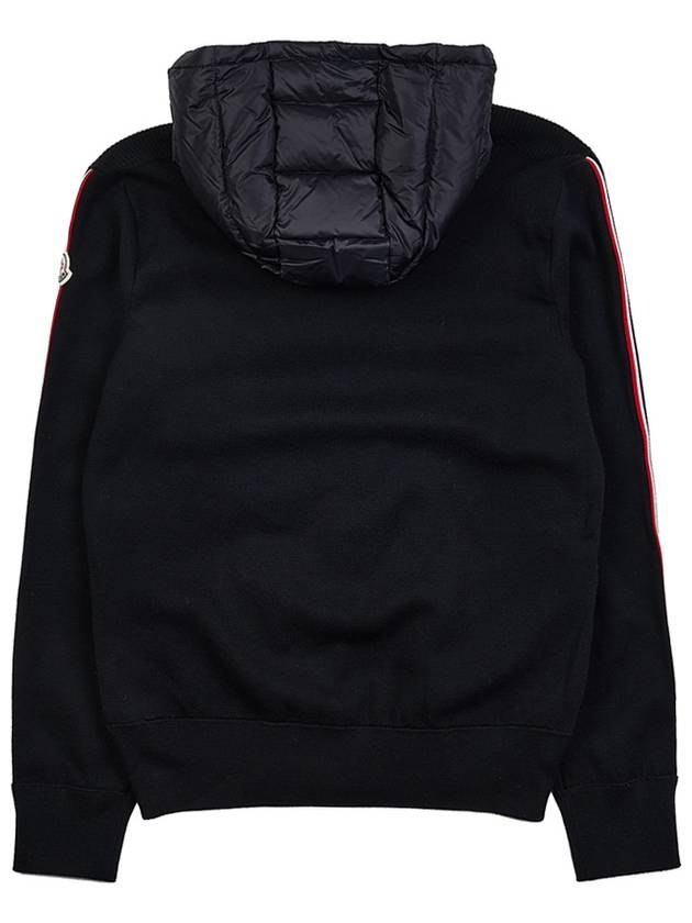 Logo Patch Padded Wool Hooded Jacket Black - MONCLER - BALAAN 3