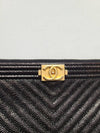 Used luxury goods Lewis It Caviar gold chevron boy clutch bag large size 25 - CHANEL - BALAAN 4