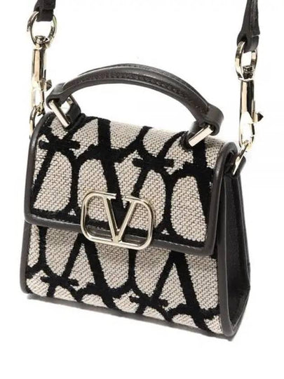 Toile Iconographe Fabric Leather Cross Bag Beige Black - VALENTINO - BALAAN 2