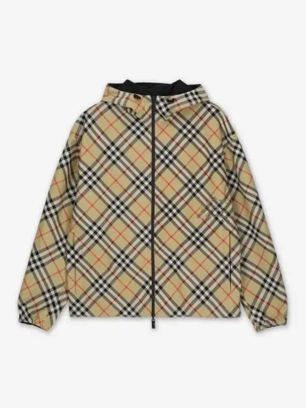 Embroidered Logo Check Zip-Up Hoodie Beige - BURBERRY - BALAAN 2