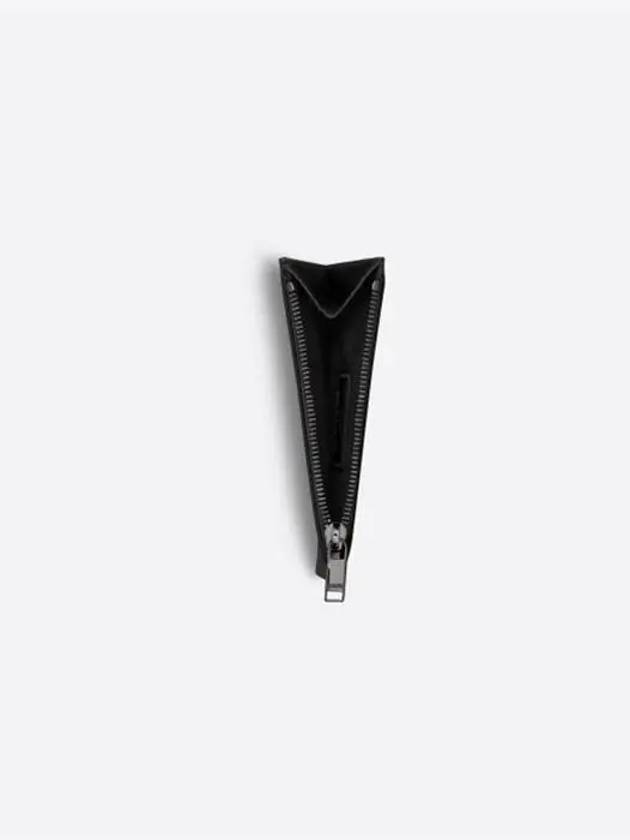 Grain Leather Silver Logo Zipper Card Wallet Black - DIOR - BALAAN 4