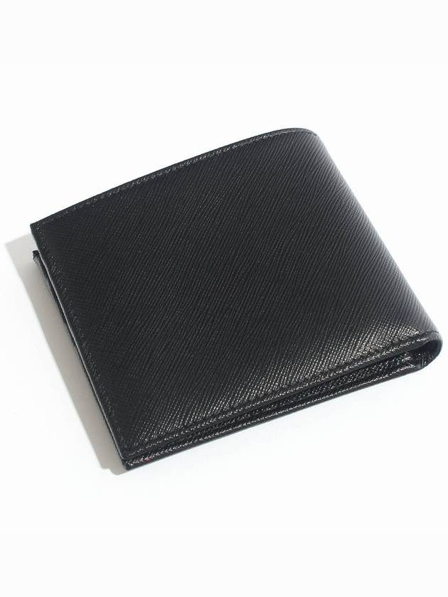 Triangle Logo Saffiano Half Wallet Black - PRADA - BALAAN 3