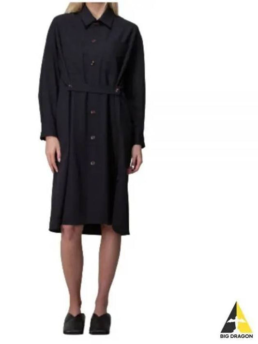 Women's Two Pocket Virgin Wool Midi Dress Squid Ink - LEMAIRE - BALAAN 2