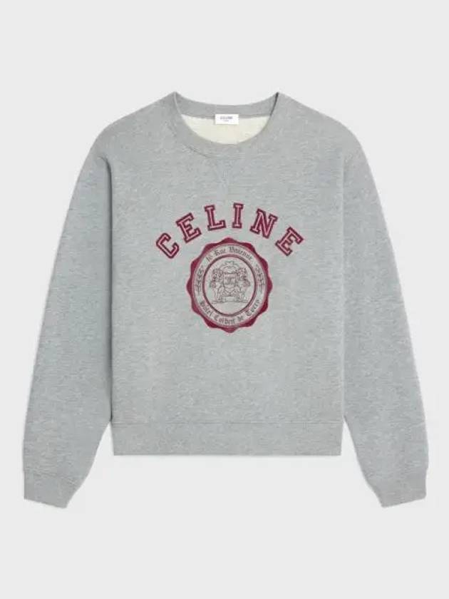 Gray Melange Burgundy Blason Loose Sweatshirt RY030670Q 09BA - CELINE - BALAAN 2