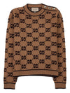 GG Bouclé Jacquard Crew Neck Wool Knit Top Camel - GUCCI - BALAAN 2