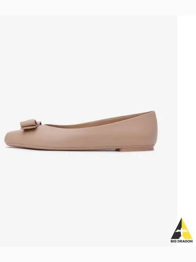 Vara Bow Metallic Leather Flats Beige - SALVATORE FERRAGAMO - BALAAN 2