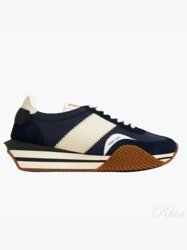 Logo James Panel Low Top Sneakers Navy - TOM FORD - BALAAN 2