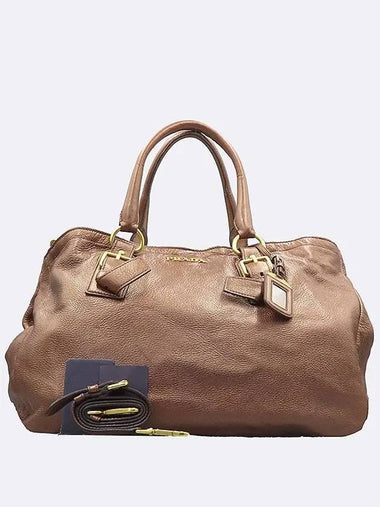 BR4114 Brown Color Vitello Dino Leather Tote Bag Shoulder Strap 2WAY - PRADA - BALAAN 1