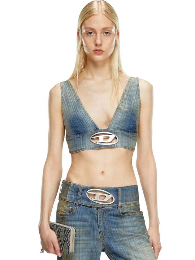 The Elly S Denim Crop Top A142920CBCX - DIESEL - BALAAN 4