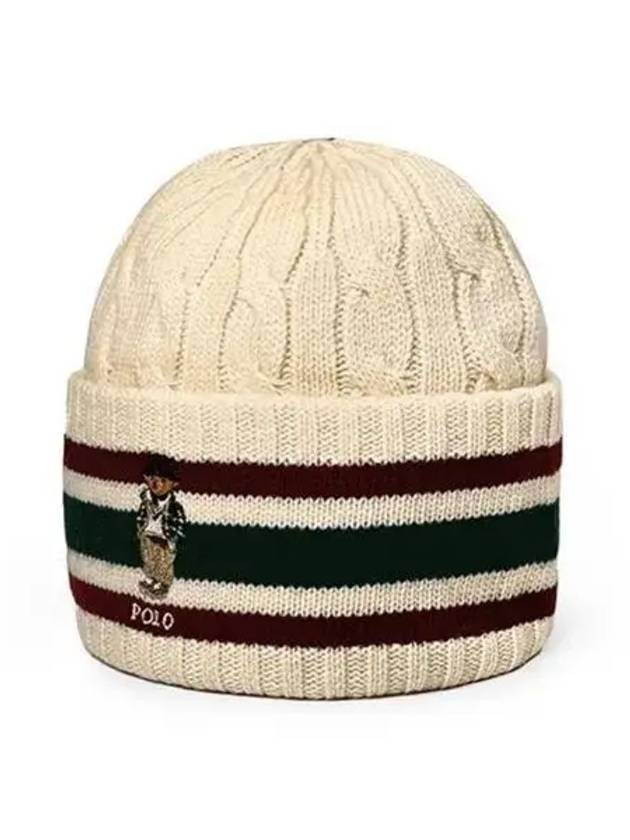 Polo Bear Cable Cricket Knit Beanie Beige - POLO RALPH LAUREN - BALAAN 2