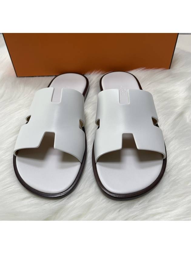 Izmir Leather Slippers Blanc - HERMES - BALAAN 4