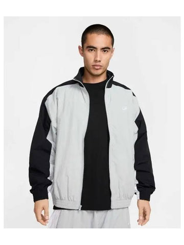 Club Oversized Woven Track Jacket M Light Smoke Gray Black White HQ6110 077 - NIKE - BALAAN 1