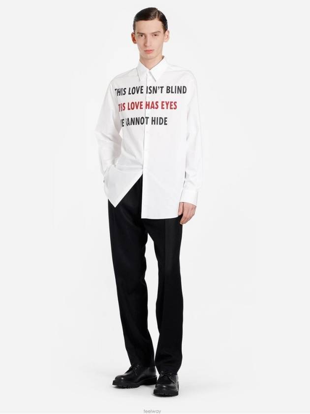 Men's Slogan Logo Long Sleeve Shirt White - VALENTINO - BALAAN 6