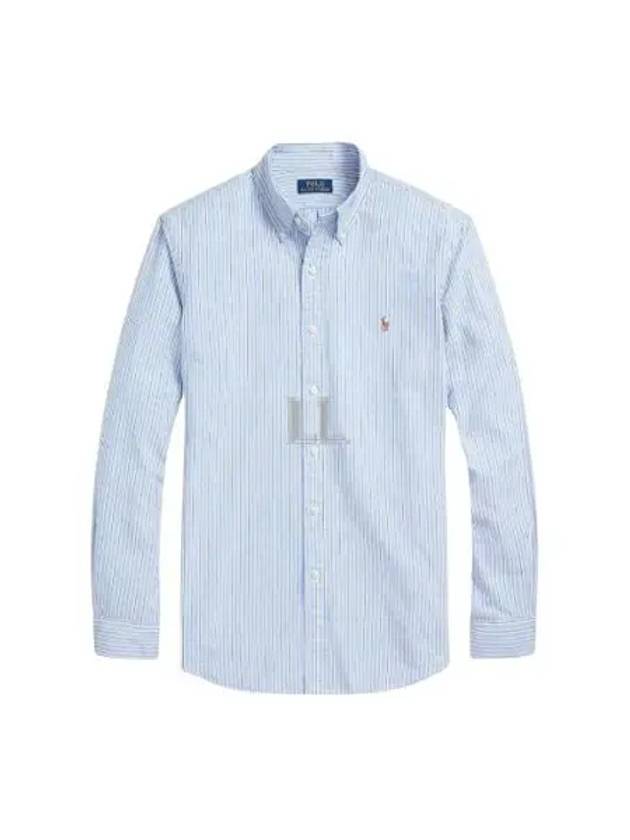 Embroidery Logo Striped Long Sleeve Shirt Light Blue - POLO RALPH LAUREN - BALAAN 2