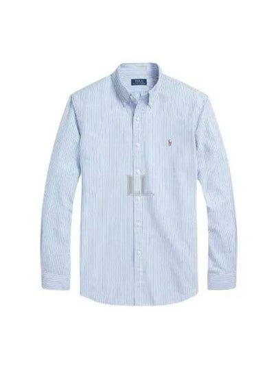 Embroidery Logo Striped Long Sleeve Shirt Light Blue - POLO RALPH LAUREN - BALAAN 2