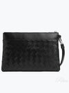 Intrecciato Prism Leather Clutch Black - BOTTEGA VENETA - BALAAN 2