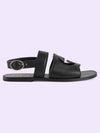 Men's Interlocking G Leather Sandals Black - GUCCI - BALAAN 2