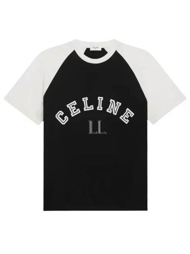 Flocking Loose Short Sleeve T-Shirt White Black - CELINE - BALAAN 2