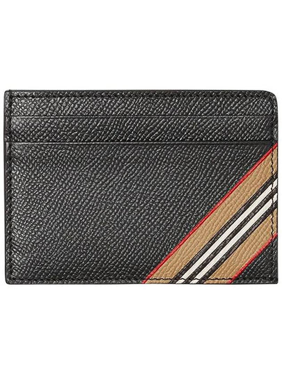 Icon Stripe Grainy Leather Card Wallet Black - BURBERRY - BALAAN 2