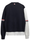 Funmix Cotton ArmBand V-Neck Cardigan White Navy - THOM BROWNE - BALAAN 3