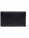 Intrecciato Zipper Around Long Wallet Black - BOTTEGA VENETA - BALAAN 5